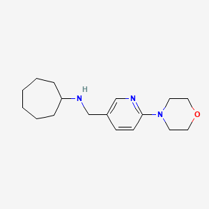 molecular formula C17H27N3O B7526057 N-[(6-morpholin-4-ylpyridin-3-yl)methyl]cycloheptanamine 
