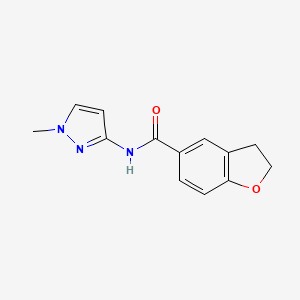 molecular formula C13H13N3O2 B7526066 N-(1-methylpyrazol-3-yl)-2,3-dihydro-1-benzofuran-5-carboxamide 