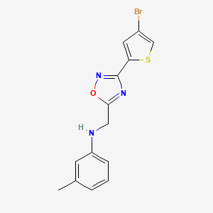 molecular formula C14H12BrN3OS B7531018 N-[[3-(4-bromothiophen-2-yl)-1,2,4-oxadiazol-5-yl]methyl]-3-methylaniline 