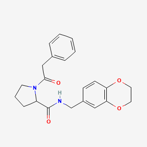 molecular formula C22H24N2O4 B7531525 N-(2,3-dihydro-1,4-benzodioxin-6-ylmethyl)-1-(2-phenylacetyl)pyrrolidine-2-carboxamide 