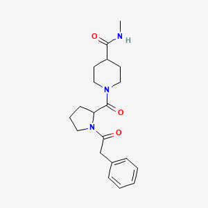 molecular formula C20H27N3O3 B7531702 N-methyl-1-[1-(2-phenylacetyl)pyrrolidine-2-carbonyl]piperidine-4-carboxamide 