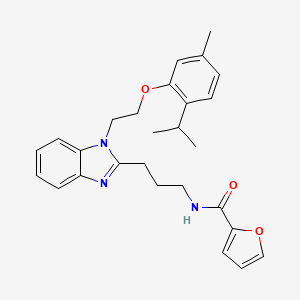 molecular formula C27H31N3O3 B7531861 N-[3-(1-{2-[5-METHYL-2-(PROPAN-2-YL)PHENOXY]ETHYL}-1H-1,3-BENZODIAZOL-2-YL)PROPYL]FURAN-2-CARBOXAMIDE 