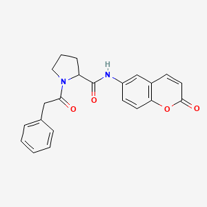 molecular formula C22H20N2O4 B7531935 N-(2-oxochromen-6-yl)-1-(2-phenylacetyl)pyrrolidine-2-carboxamide 