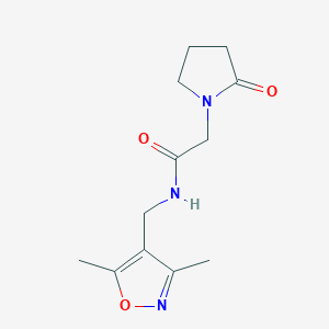 molecular formula C12H17N3O3 B7532334 N-[(3,5-dimethyl-1,2-oxazol-4-yl)methyl]-2-(2-oxopyrrolidin-1-yl)acetamide 