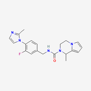 molecular formula C20H22FN5O B7532580 N-[[3-fluoro-4-(2-methylimidazol-1-yl)phenyl]methyl]-1-methyl-3,4-dihydro-1H-pyrrolo[1,2-a]pyrazine-2-carboxamide 