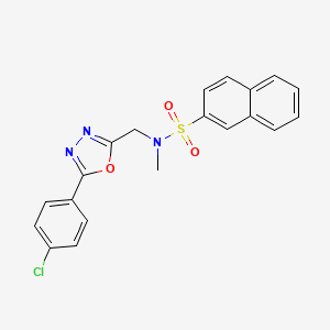 molecular formula C20H16ClN3O3S B7533001 N-[[5-(4-chlorophenyl)-1,3,4-oxadiazol-2-yl]methyl]-N-methylnaphthalene-2-sulfonamide 