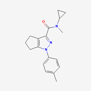 molecular formula C18H21N3O B7534135 N-cyclopropyl-N-methyl-1-(4-methylphenyl)-5,6-dihydro-4H-cyclopenta[c]pyrazole-3-carboxamide 