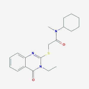 molecular formula C19H25N3O2S B7534214 N-cyclohexyl-2-(3-ethyl-4-oxoquinazolin-2-yl)sulfanyl-N-methylacetamide 