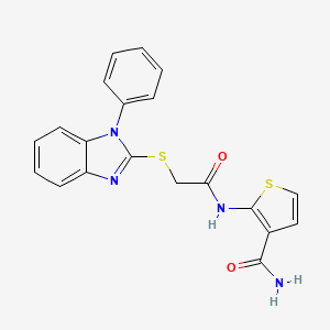 2-[[2-(1-Phenylbenzimidazol-2-yl)sulfanylacetyl]amino]thiophene-3-carboxamide