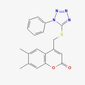 6,7-Dimethyl-4-[(1-phenyltetrazol-5-yl)sulfanylmethyl]chromen-2-one