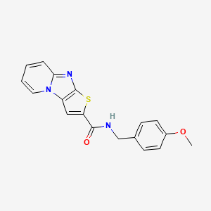 molecular formula C18H15N3O2S B7534916 N-[(4-methoxyphenyl)methyl]-5-thia-1,7-diazatricyclo[6.4.0.02,6]dodeca-2(6),3,7,9,11-pentaene-4-carboxamide 