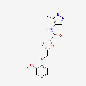 molecular formula C18H19N3O4 B7535023 N-(1,5-DIMETHYL-1H-PYRAZOL-4-YL)-5-[(2-METHOXYPHENOXY)METHYL]-2-FURAMIDE 