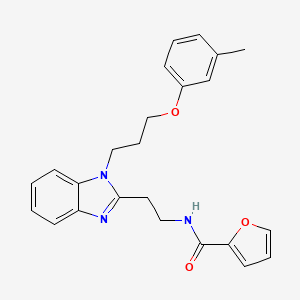 molecular formula C24H25N3O3 B7538320 N-(2-{1-[3-(3-METHYLPHENOXY)PROPYL]-1H-1,3-BENZODIAZOL-2-YL}ETHYL)FURAN-2-CARBOXAMIDE 