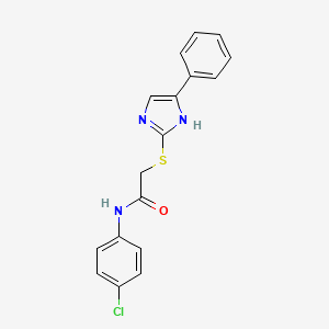 molecular formula C17H14ClN3OS B7540468 N-(4-chlorophenyl)-2-[(5-phenyl-1H-imidazol-2-yl)sulfanyl]acetamide 