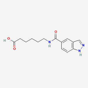 molecular formula C14H17N3O3 B7541062 Hexanoic acid,6-[(1h-indazol-5-ylcarbonyl)amino]- 