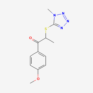 molecular formula C12H14N4O2S B7541989 1-(4-Methoxyphenyl)-2-(1-methyltetrazol-5-yl)sulfanylpropan-1-one 
