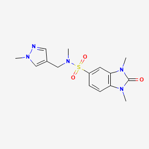 molecular formula C15H19N5O3S B7542495 N,1,3-trimethyl-N-[(1-methylpyrazol-4-yl)methyl]-2-oxobenzimidazole-5-sulfonamide 