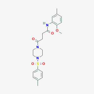 molecular formula C23H29N3O5S B7542843 N-(2-methoxy-5-methylphenyl)-4-[4-(4-methylphenyl)sulfonylpiperazin-1-yl]-4-oxobutanamide 
