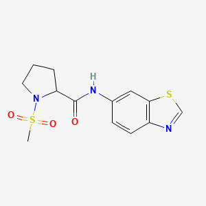 molecular formula C13H15N3O3S2 B7543331 N-(1,3-benzothiazol-6-yl)-1-methylsulfonylpyrrolidine-2-carboxamide 