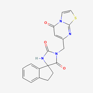3'-[(5-Oxo-[1,3]thiazolo[3,2-a]pyrimidin-7-yl)methyl]spiro[1,2-dihydroindene-3,5'-imidazolidine]-2',4'-dione