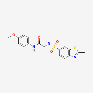 molecular formula C18H19N3O4S2 B7543618 N~1~-(4-methoxyphenyl)-N~2~-methyl-N~2~-[(2-methyl-1,3-benzothiazol-6-yl)sulfonyl]glycinamide 
