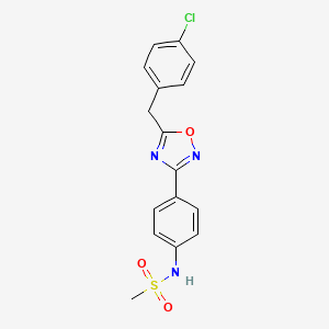 molecular formula C16H14ClN3O3S B7543804 N-(4-{5-[(4-Chlorophenyl)methyl]-1,2,4-oxadiazol-3-YL}phenyl)methanesulfonamide 