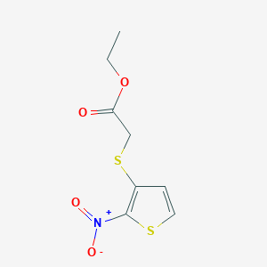 molecular formula C8H9NO4S2 B7543863 Ethyl 2-(2-nitrothiophen-3-yl)sulfanylacetate 