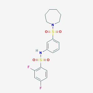 molecular formula C18H20F2N2O4S2 B7543890 N-[3-(azepan-1-ylsulfonyl)phenyl]-2,4-difluorobenzenesulfonamide 