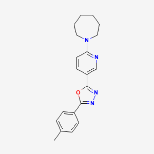 molecular formula C20H22N4O B7544052 2-[6-(1-Azepanyl)-3-pyridyl]-5-(4-methylphenyl)-1,3,4-oxadiazole 
