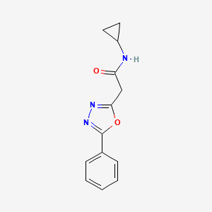 molecular formula C13H13N3O2 B7544058 N-cyclopropyl-2-(5-phenyl-1,3,4-oxadiazol-2-yl)acetamide 