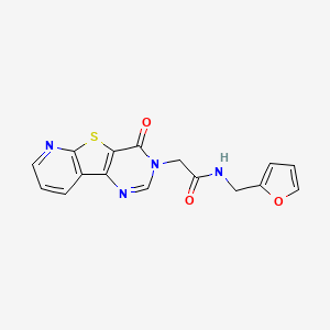 molecular formula C16H12N4O3S B7544167 N-(furan-2-ylmethyl)-2-(6-oxo-8-thia-3,5,10-triazatricyclo[7.4.0.02,7]trideca-1(9),2(7),3,10,12-pentaen-5-yl)acetamide 
