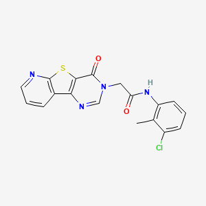 molecular formula C18H13ClN4O2S B7544180 N-(3-chloro-2-methylphenyl)-2-(6-oxo-8-thia-3,5,10-triazatricyclo[7.4.0.02,7]trideca-1(9),2(7),3,10,12-pentaen-5-yl)acetamide 
