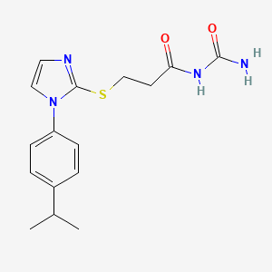 molecular formula C16H20N4O2S B7546205 N-carbamoyl-3-[1-(4-propan-2-ylphenyl)imidazol-2-yl]sulfanylpropanamide 