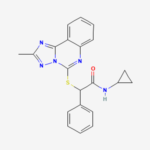 molecular formula C21H19N5OS B7546293 N-cyclopropyl-2-[(2-methyl-[1,2,4]triazolo[1,5-c]quinazolin-5-yl)sulfanyl]-2-phenylacetamide 