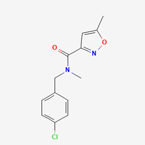 molecular formula C13H13ClN2O2 B7547709 N-[(4-chlorophenyl)methyl]-N,5-dimethyl-1,2-oxazole-3-carboxamide 