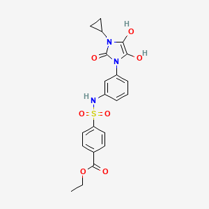 molecular formula C21H21N3O7S B7547933 Ethyl 4-[[3-(3-cyclopropyl-4,5-dihydroxy-2-oxoimidazol-1-yl)phenyl]sulfamoyl]benzoate 