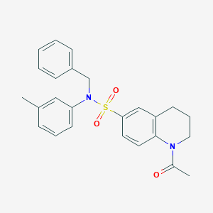 molecular formula C25H26N2O3S B7547970 1-acetyl-N-benzyl-N-(3-methylphenyl)-3,4-dihydro-2H-quinoline-6-sulfonamide 