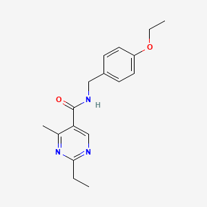 molecular formula C17H21N3O2 B7548270 N-[(4-Ethoxyphenyl)methyl]-2-ethyl-4-methylpyrimidine-5-carboxamide 