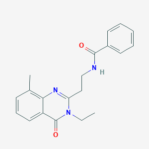 molecular formula C20H21N3O2 B7548686 N-[2-(3-Ethyl-8-methyl-4-oxo-3,4-dihydro-2-quinazolinyl)ethyl]benzamide 
