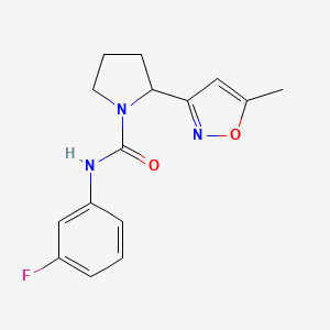 molecular formula C15H16FN3O2 B7548974 N-(3-fluorophenyl)-2-(5-methyl-1,2-oxazol-3-yl)pyrrolidine-1-carboxamide 