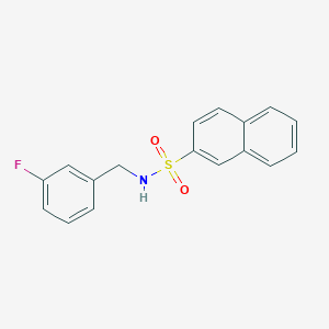 molecular formula C17H14FNO2S B7549036 N-[(3-fluorophenyl)methyl]naphthalene-2-sulfonamide 