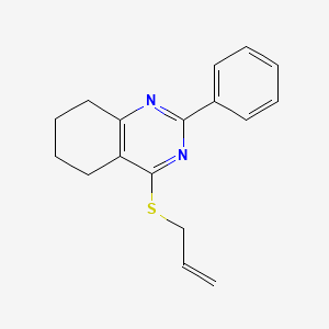 molecular formula C17H18N2S B7549076 2-Phenyl-4-prop-2-enylsulfanyl-5,6,7,8-tetrahydroquinazoline 