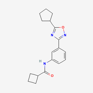 molecular formula C18H21N3O2 B7549144 N-[3-(5-cyclopentyl-1,2,4-oxadiazol-3-yl)phenyl]cyclobutanecarboxamide 