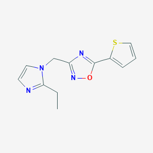 molecular formula C12H12N4OS B7549216 3-[(2-Ethyl-1H-imidazol-1-YL)methyl]-5-(thiophen-2-YL)-1,2,4-oxadiazole 