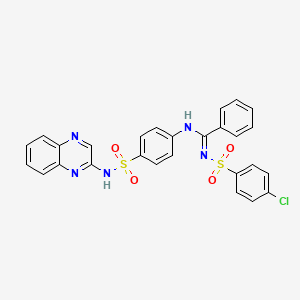 molecular formula C27H20ClN5O4S2 B7549746 N'-(4-chlorophenyl)sulfonyl-N-[4-(quinoxalin-2-ylsulfamoyl)phenyl]benzenecarboximidamide 