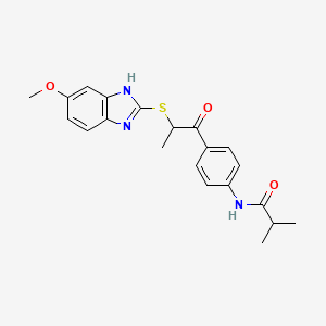molecular formula C21H23N3O3S B7550227 N-[4-[2-[(6-methoxy-1H-benzimidazol-2-yl)sulfanyl]propanoyl]phenyl]-2-methylpropanamide 