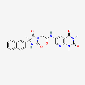molecular formula C25H22N6O5 B7550351 N-(1,3-dimethyl-2,4-dioxopyrido[2,3-d]pyrimidin-6-yl)-2-(4-methyl-4-naphthalen-2-yl-2,5-dioxoimidazolidin-1-yl)acetamide 
