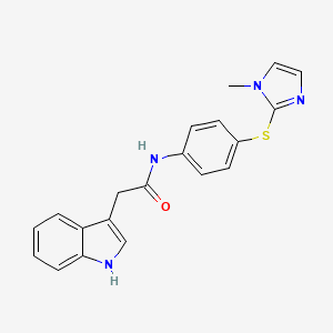molecular formula C20H18N4OS B7550583 2-(1H-indol-3-yl)-N-[4-(1-methylimidazol-2-yl)sulfanylphenyl]acetamide 