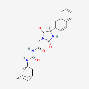 molecular formula C27H30N4O4 B7550664 N-(1-adamantylcarbamoyl)-2-(4-methyl-4-naphthalen-2-yl-2,5-dioxoimidazolidin-1-yl)acetamide 