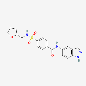 molecular formula C19H20N4O4S B7550703 N-(1H-indazol-5-yl)-4-(oxolan-2-ylmethylsulfamoyl)benzamide 